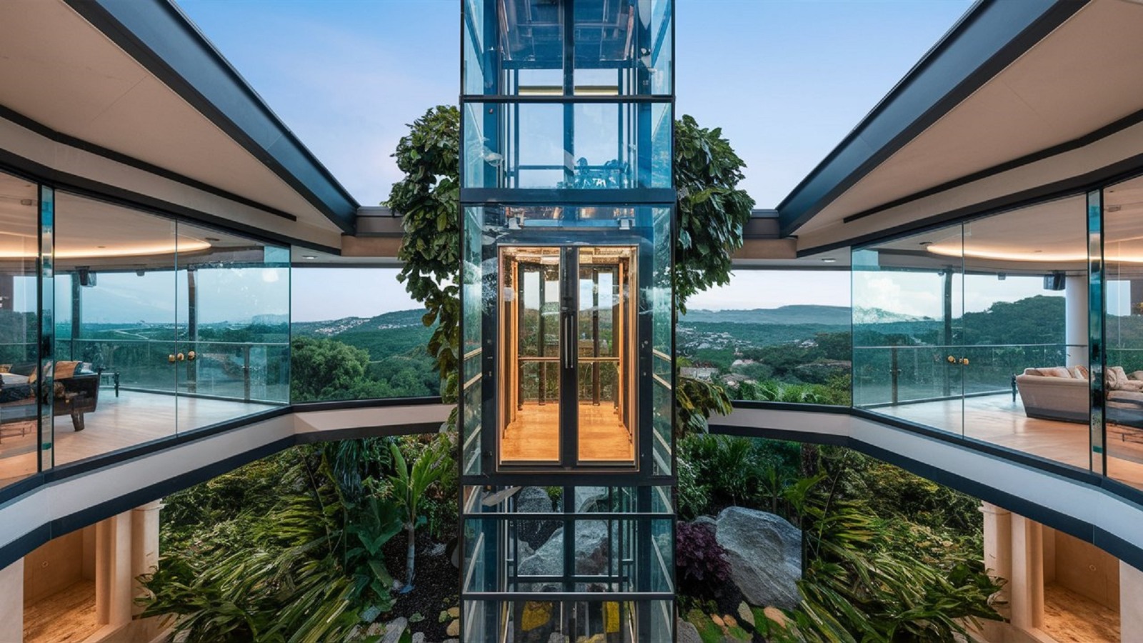 Luxury panoramic elevator for hotels